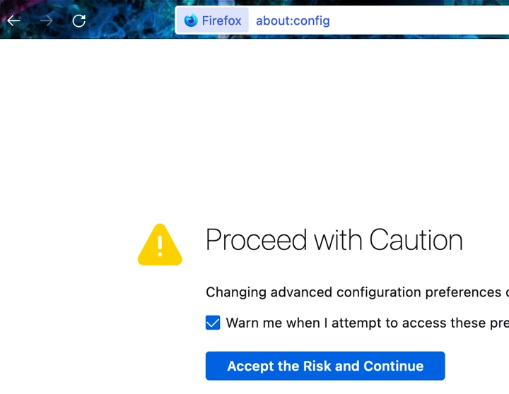 show firefox configuration