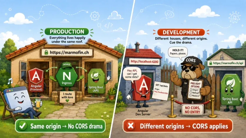 Angular, Spring Boot, Kubernetes and CORS: Why we Don’t Need CORS in Production